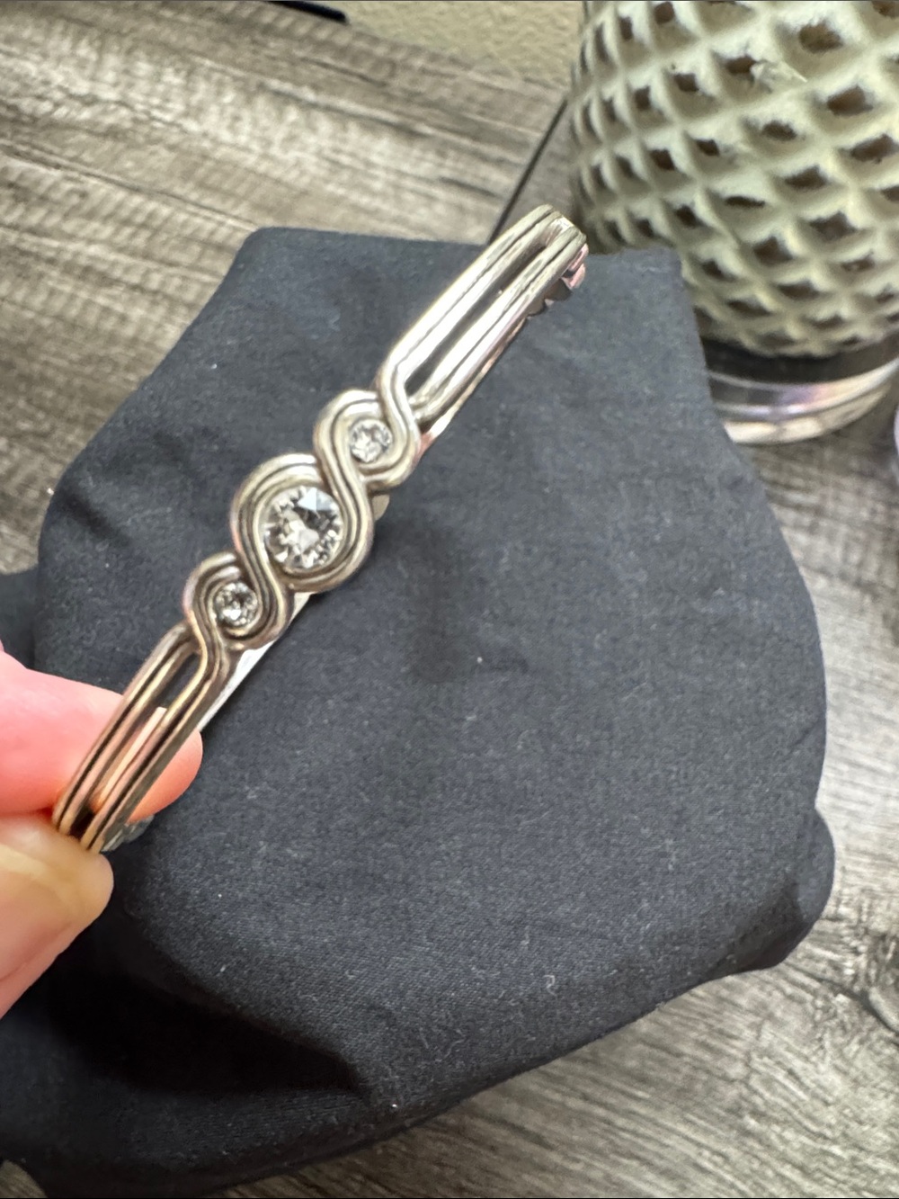 Brighton Silver-Tone Bangle with Clear Crystals - Picture 3 of 3